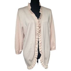 Pina Rossi Light Pink Ruffle Front Cardigan